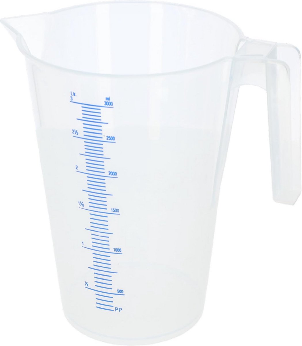 Maatbeker 3 Liter Kunststof met Schaalverdeling en Handvat