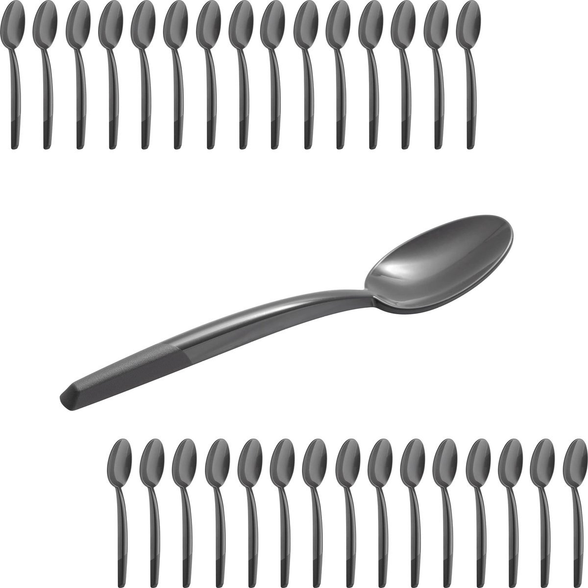 Stunq® Kunststof Bestekset Antraciet, Herbruikbaar en Vaatwasmachinebestendig, 30-Delige Set