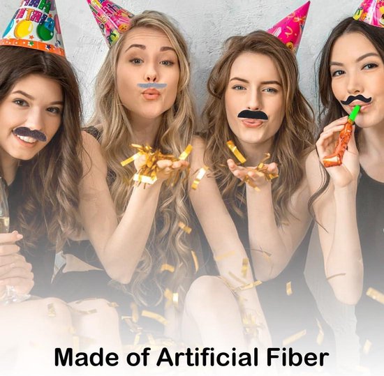 Lot De 48 Fausses Moustaches Autocollantes - 16 Modèles Différents - Accessoire Fête, Halloween Et Déguisement