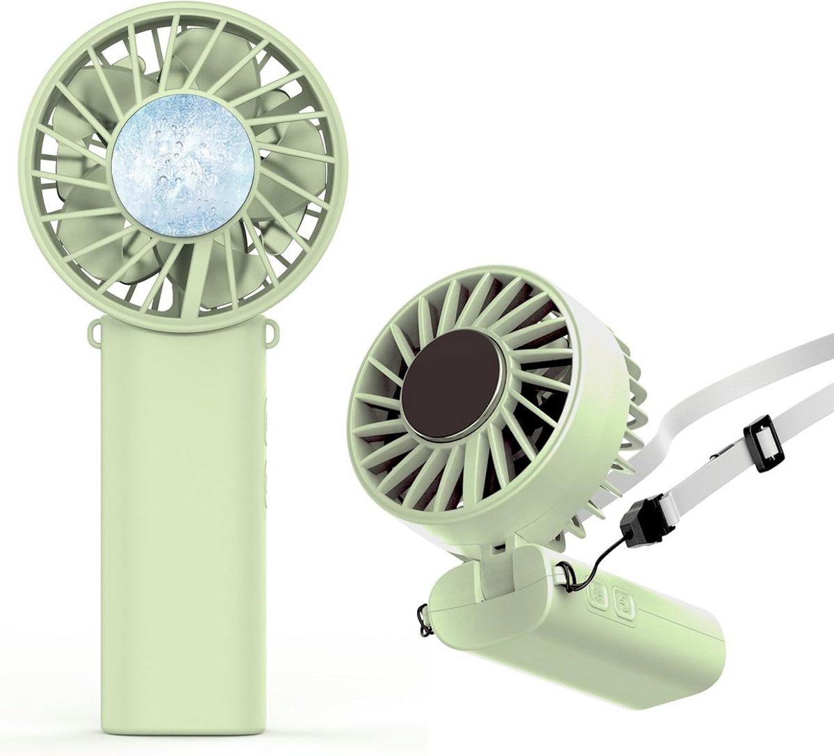 Draagbare Handventilator met IJskoeler en USB Oplaadbaar Batterij, Verstelbaar Buiten en Tafelmodel