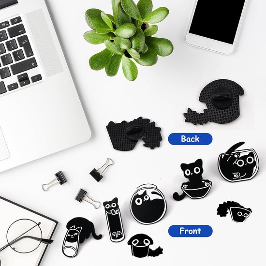 SUNNYCLUE 20 Stuks Zwarte Kattenbedels – 10 Verschillende Stijlen – Emaille & Legering – Voor Sieraden Maken, Halloween, Kattenliefhebbers En Cadeautjes