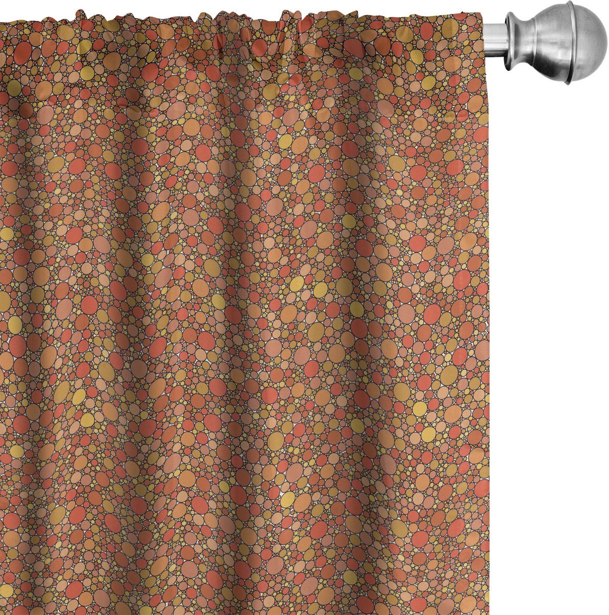ABAKUHAUS Retro Cirkel Voorhangen – 2x75x175 cm – Microfaser – Rood/Abrikoos Rood en abrikoos
