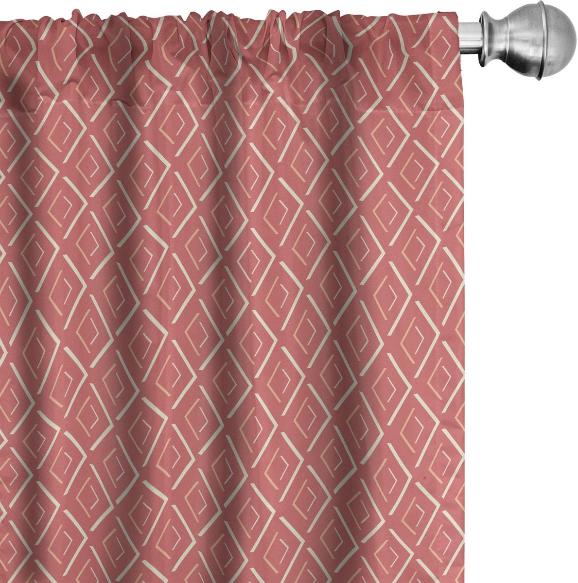 ABAKUHAUS Geometrische Gordijnen – Chevronpatronen – 2x75x175 cm – Koraal Crème Zalm Koraalcrème