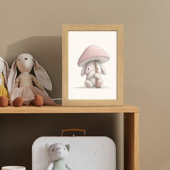 Nachtlampje 15x20 cm - Kinder lamp - Paddenstoel - Konijn - Roze - Tafellamp kinderkamer - Slaapkamer lamp - Bedlamp kinderen - Kinderlampje stopcontact - Wandlamp babykamer - Nachtlampjes van Merkloos — afbeelding 3