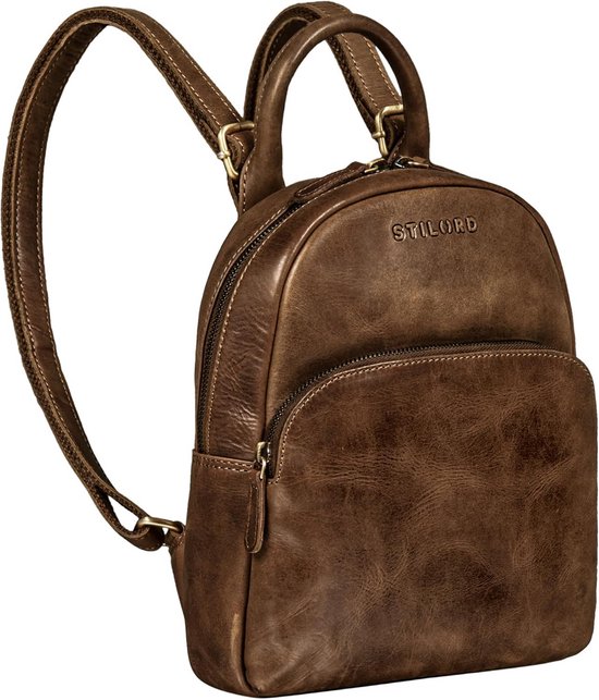 STILORD 'Larissa' vintage rugzak leder dames rugzak handtas DIN A4 City Shopping Daypack School Uni, Kleur:kara - cognac