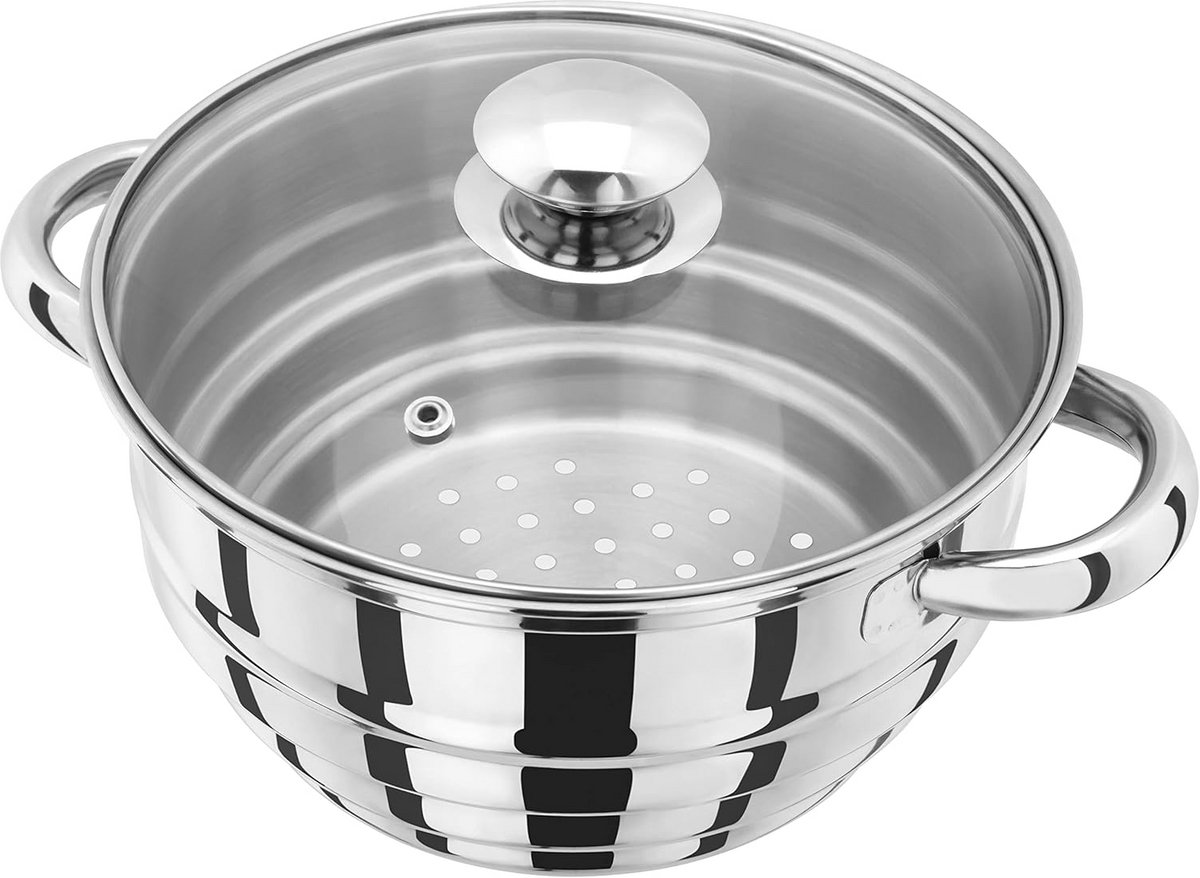 Universele Stoominzet RVS met Handvatten Geschikt voor 16 18 en 20 cm Pannen