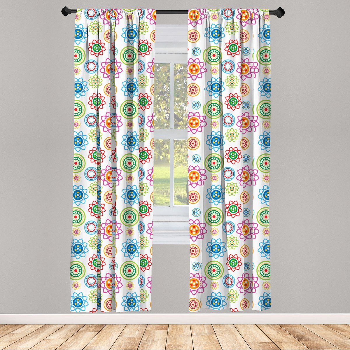 ABAKUHAUS Raamgordijnen – 2x75x225 cm – multicolor – Roedezak 6,5 cm