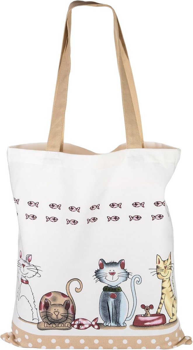 Grote Herbruikbare Boodschappentas met Kattenprint - Stevige Katoenen Tote Bag