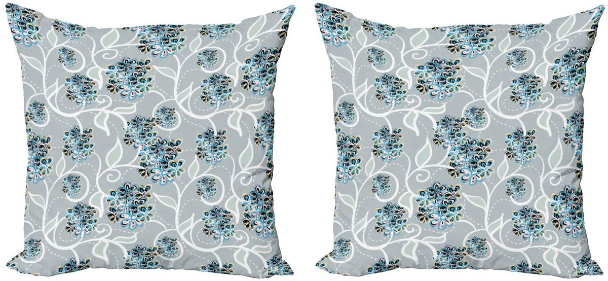 ABAKUHAUS Kussenhoes Set – 2x 40x40 cm – Dubbelzijdig bedrukt – Hemelsblauw/Grijs/Abrikoos Himmelblauw