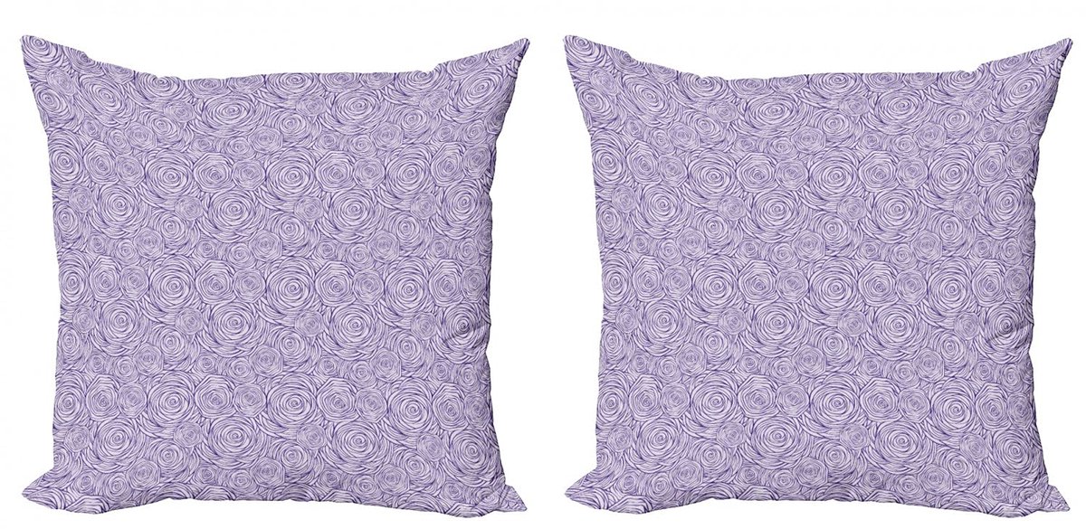 ABAKUHAUS Rozenkussenhoes Set – 2x50x50 cm – Dubbelzijdig bedrukt – Spiraalbloemblaadjes Blauw