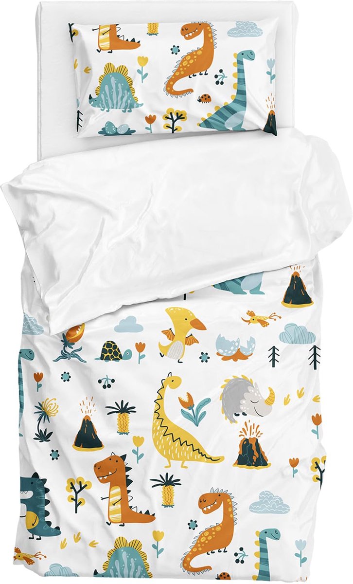 Unyqoos Kinder beddengoed set met dinosaurus motief en kussensloop van microvezel Dinosaurier