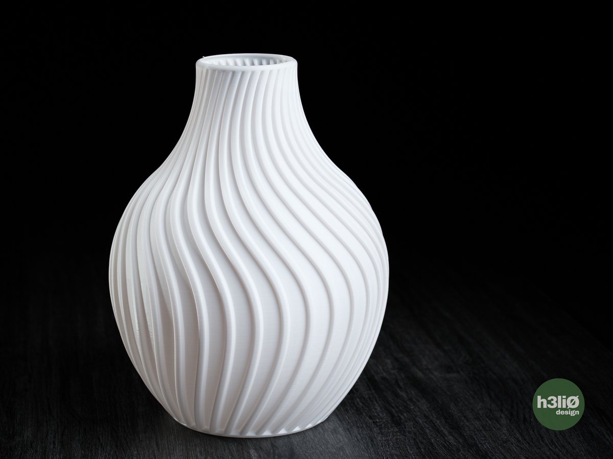 Gleam Vase – 23×30 cm – Moderne Grote Design Vaas – gemaakt van:High Flow PETG – Leverbaar in Zwart, Wit & Grijs – Perfect voor Droogbloemen & Interieurdecoratie