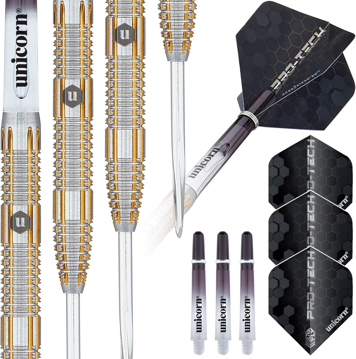 Steeltip Dartpijlen 22g - 90% Tungsten Barrel met Gouden Accenten en Punten
