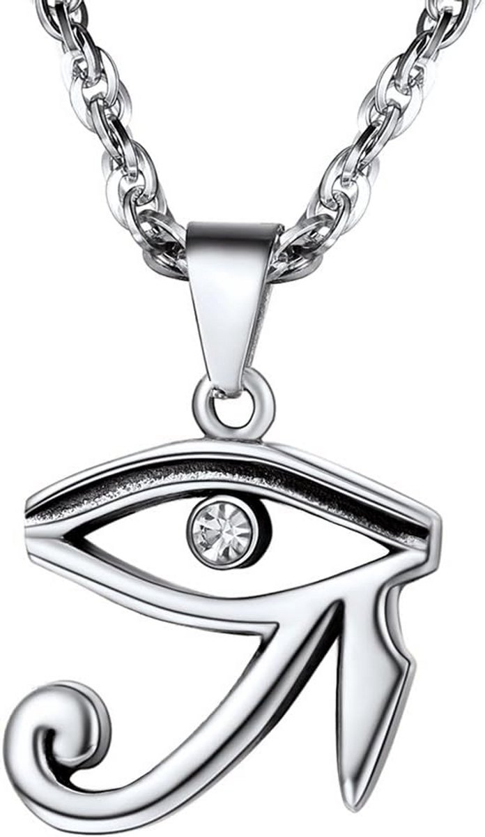 Heren Ketting met Egyptisch Horus Oog Hanger Roestvrij Stalen Singapore K schakel