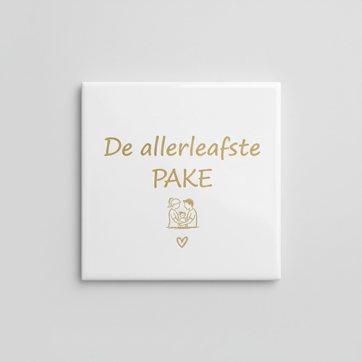 Nevolis “De Allerliefste Pake” Keramische Tegel met Hart & Familie Illustratie – Liefdevolle Quote Wanddecoratie Cadeau – 15 × 15 cm Multi Color