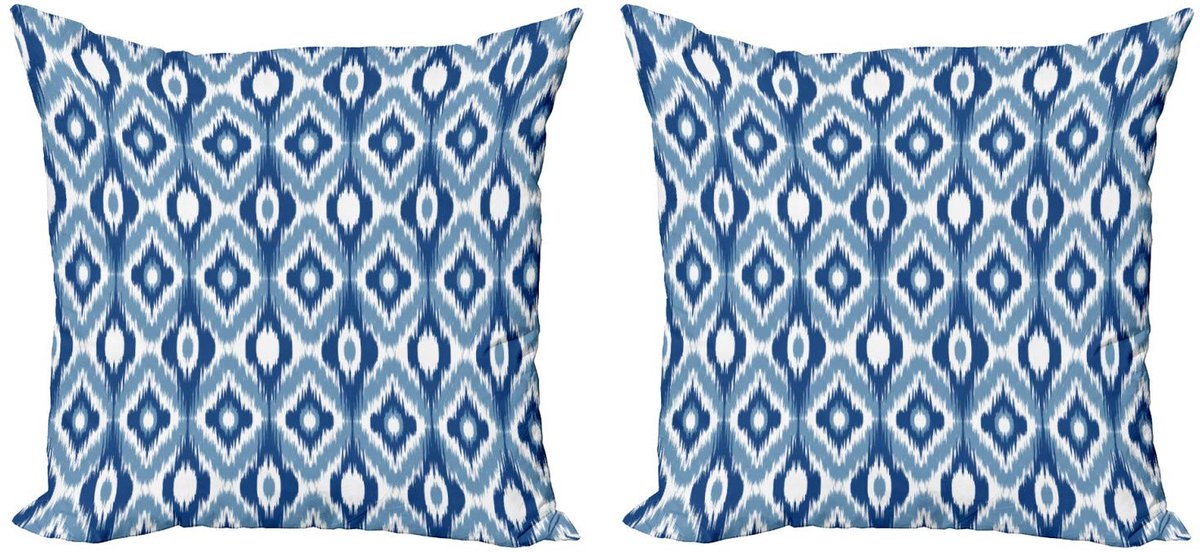 ABAKUHAUS Ikat kussenhoezen-set – 2x40 cm – Donkerblauw/Wit Donkerblauw en wit