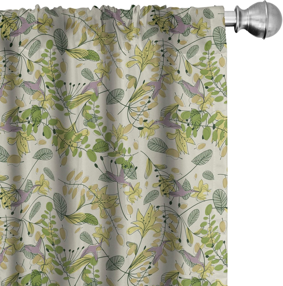 ABAKUHAUS Bloemen Gordijnen – 2x75x175 cm – Microfaser – Halfschaduw Mehrfarbig