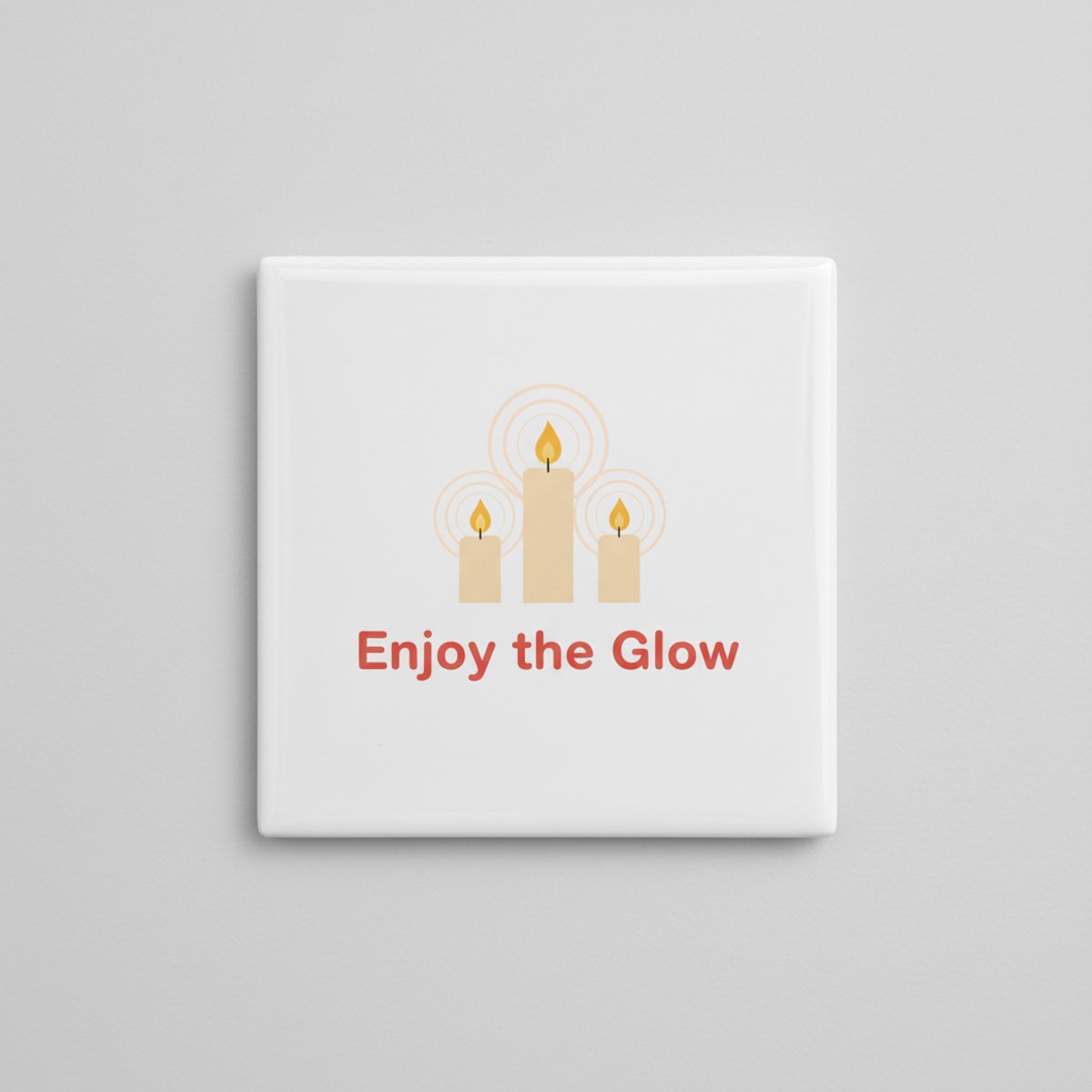 Inspirerende Quote Keramische Tegel “Enjoy the Glow” – Gezellig Kaarsen Design Minimalisti