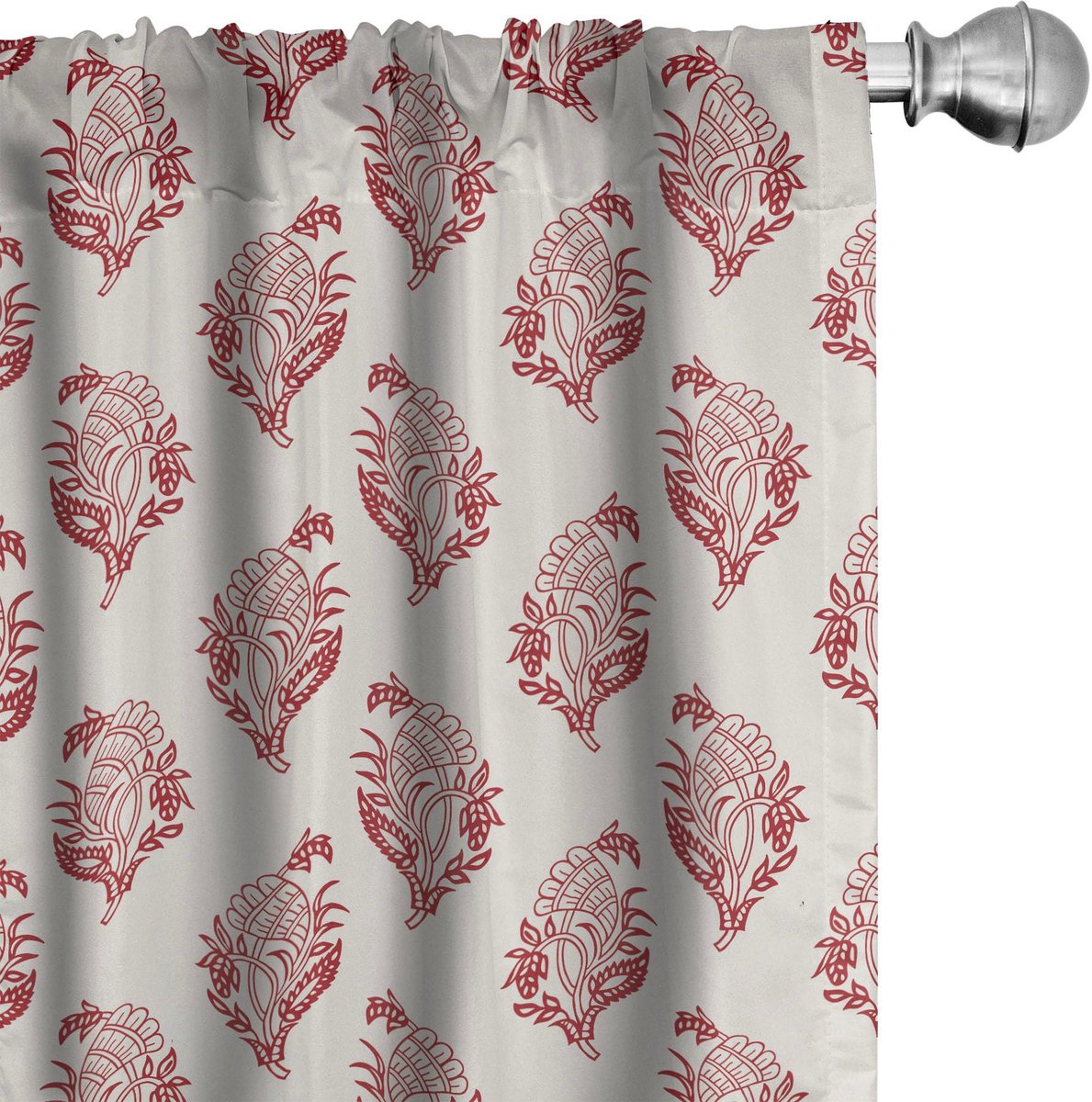 ABAKUHAUS Voorhangen – Jacobeaans Bloemenpatroon – 2x75x245 cm – Microfiber Eierschaal