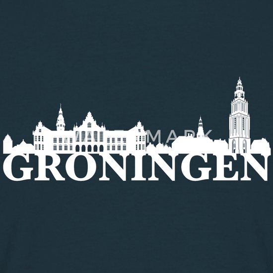 Groningen Stadssilhouet Met Lokale Trots T-Shirt Heren