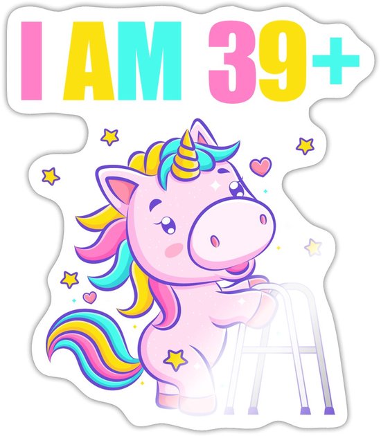40e Verjaardag | Eenhoorn I Am 39+ Sticker | bol
