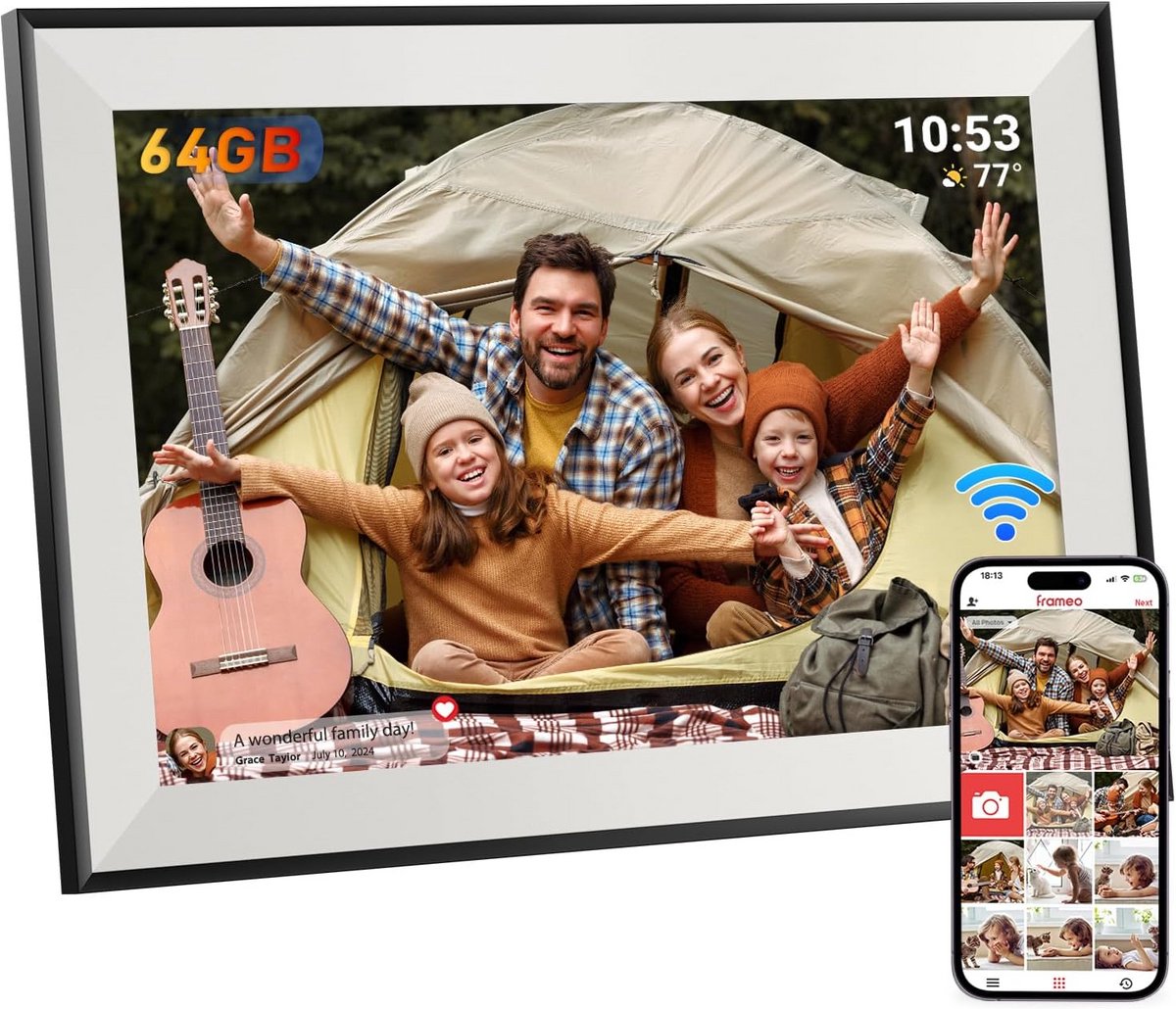Digitale Fotolijst WiFi 10,1 Inch HD Touchscreen - 64GB Geheugen - Eenvoudig Foto's Delen