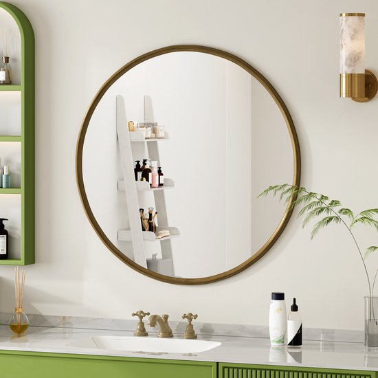 DRERIO Ovale, wandspiegel van glas, 50 x 35 cm HD, grote, frameloze ovale zelfklevende spiegel, elliptische spiegel, voor badkamer, woonkamer, entree, hal, kaptafel
