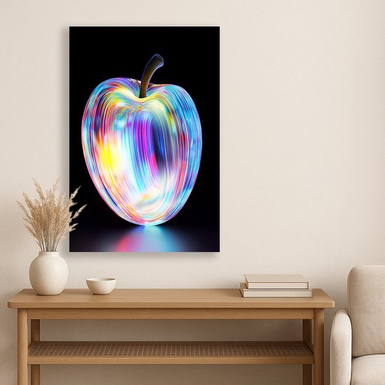 Lichtspoor appel – plexiglas – wandkunst – Glasschilderij – 70x105 cm