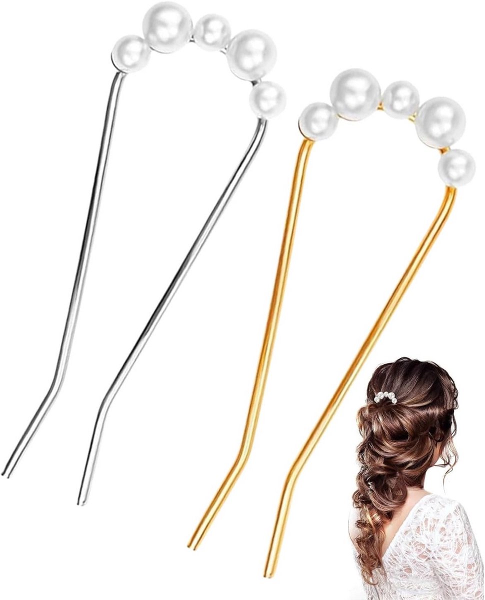 Elegante Parel Haarspelden voor Dames - U-Vormige Haarklemmen voor Bruiloft en Feest