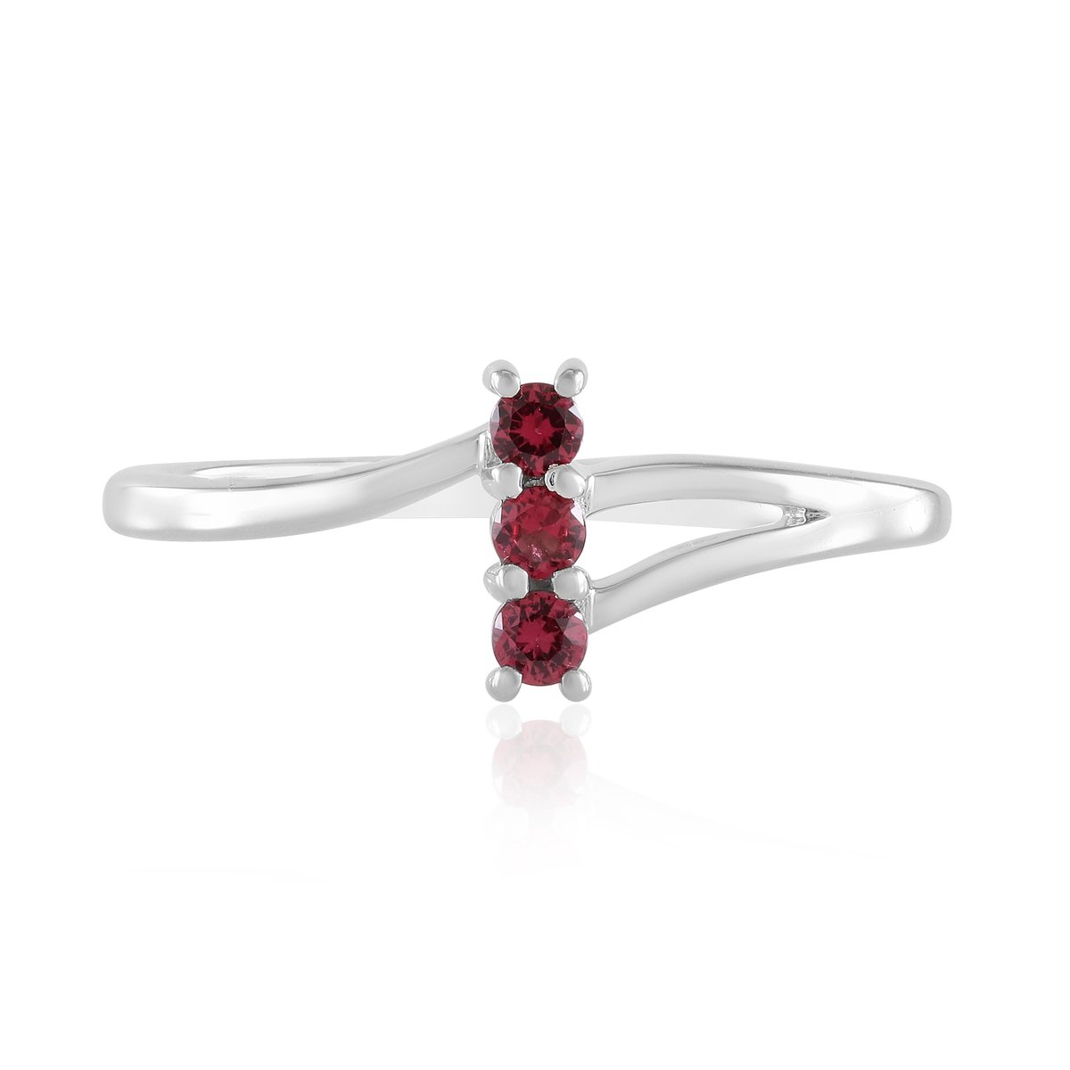 Cavill - Zilveren ring - 925 Sterling zilver geplatineerd - 3x rode spinel uit Tanzania 0,133 ct - Elegante damesring rond geslepen edelstenen