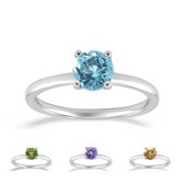 Cavill - Bague en argent 925 Sterling - Topaze bleu ciel 0,907 ct & Péridot 0,808 ct - Design rond élégant - 3,102 ct au total
