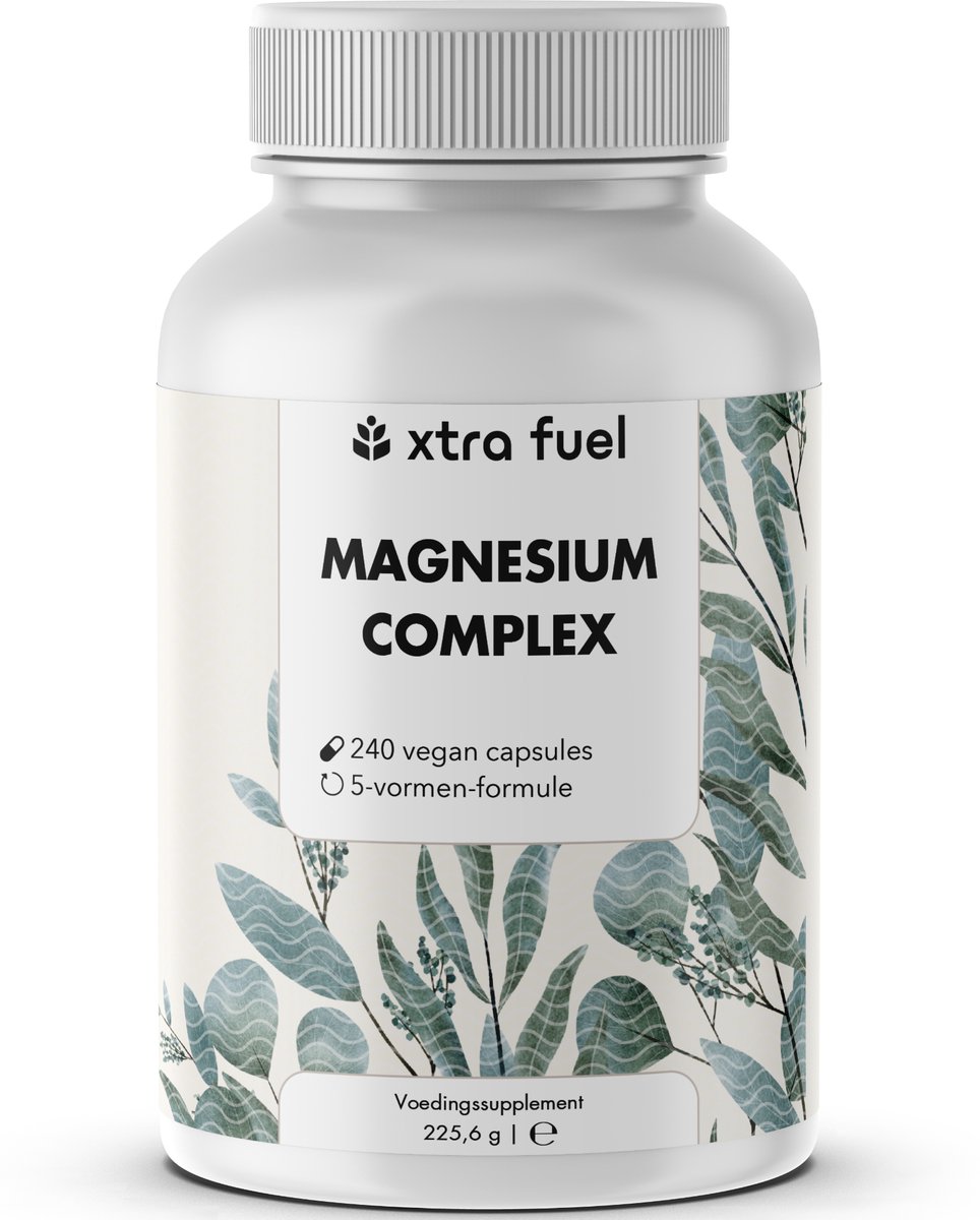 XTRA FUEL - Magnesiumcomplex - 240 capsules met 400 mg elementair magnesium, 5-voudig complex voor spieren en zenuwen uit oxide