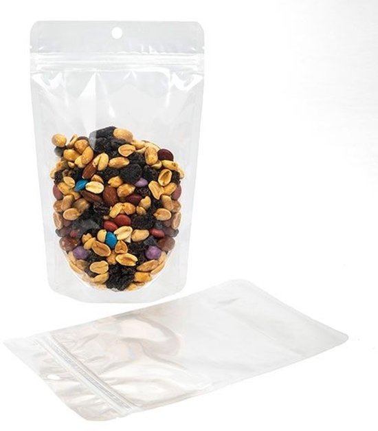 Stand Up Pochettes Transparent 13x7.9x20.6cm | 113 grammes avec trou de suspension rond (100 pièces)