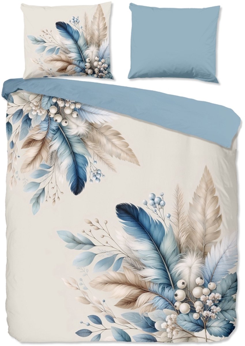 Pure dekbedovertrek veren - 2 persoons 200x200/220 cm - Blauw - Microvezel