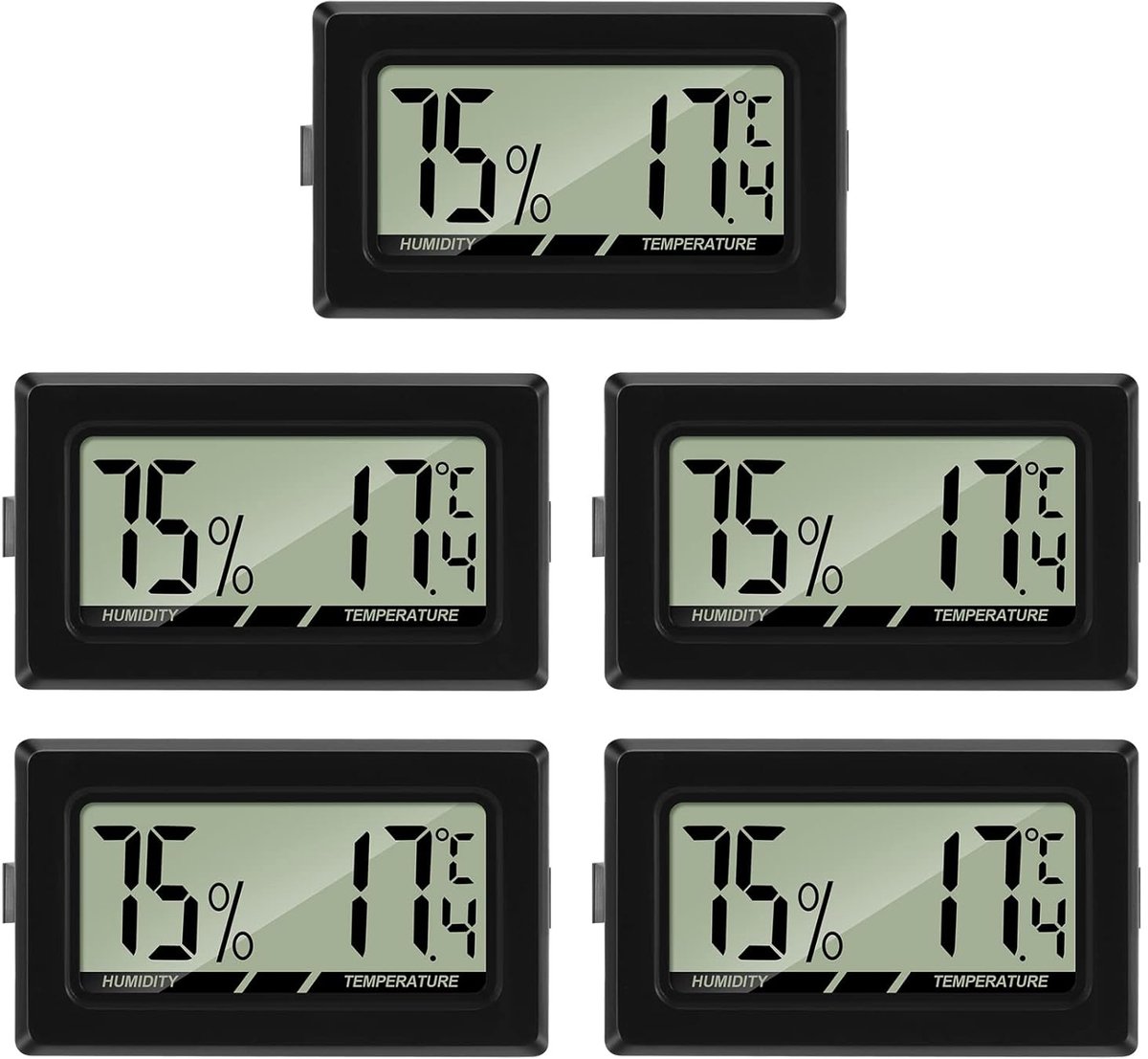 Sander Shop Thermometer en hygrometer, digitaal, met lcd-scherm, 5 stuks