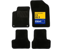 Op Maat Gemaakte Auto Matten voor Citroën C3 / DS3 (2009-2019) - Set van 4 - Antislip en Inclusief Bevestigingsclips - Zwart