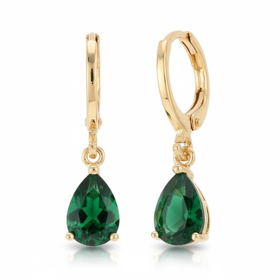 Aramat Jewels | Boucles d'oreilles | Boucles d'oreilles Mini dorées pour fille – Zirconium vert – 10 mm | |2mm | Acier | Enfants, Adultes | Présent