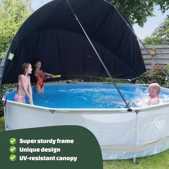 Rond Zwembad Ø300x76cm met Filterpomp en Schaduwdoek - Grijs | bol