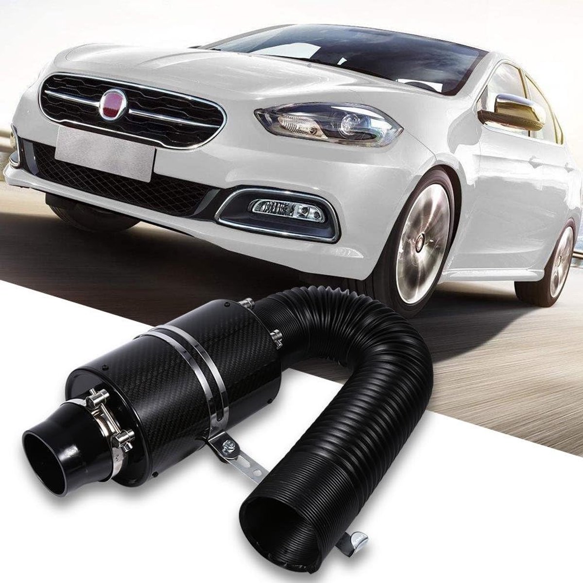 3 Inch Sports Air Filter Set - Carbon Dynamic Airbox - Universeel voor Alle Voertuigen - 33 x 13 cm - Zwart