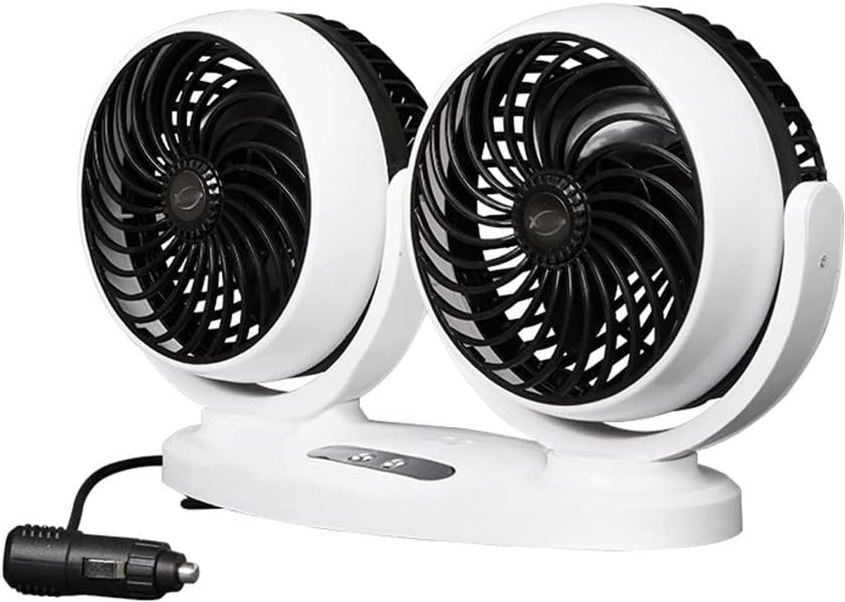 Wit 15,2 cm (6 inch) - schudbare kop voor auto - dubbele kop - led-display - digitale weergave - dubbele bediening - 12 V - 24 V - universeel voor sedan - SUV/camper/boot/vrachtwagen