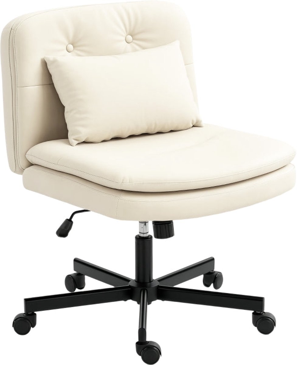 Merax Armloge Bureaustoel – Kunstleer – Comfortkussen – Verstelbare Werkstoel – Rollend – Beige