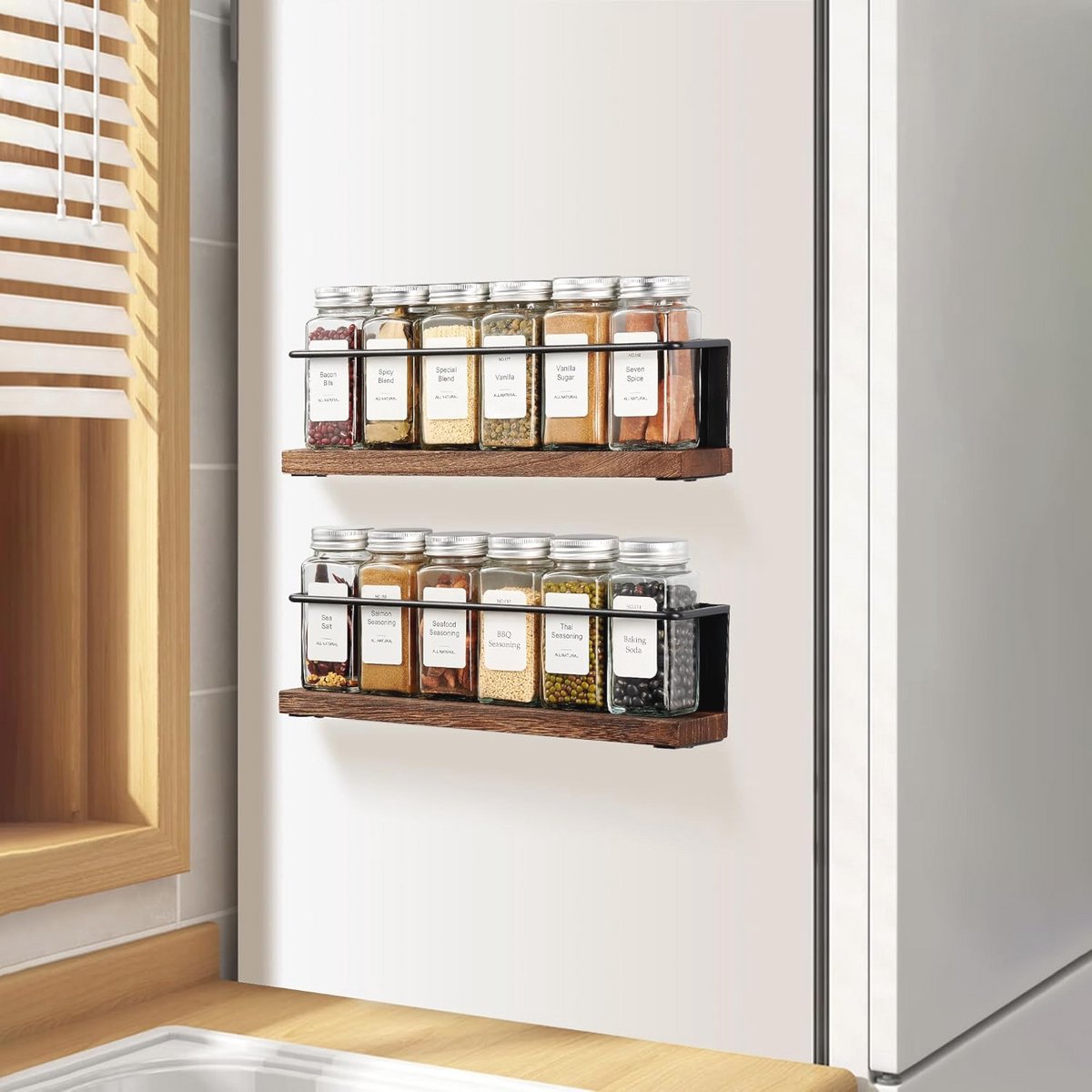 2 Pack Magnetische Kruidenrek Organizers voor Keuken en Koelkast