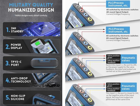 Treedix Stroomspanningssignaalgenerator, spannings- en stroomkalibrator, 4-20 mA signaalgenerator 0-10 V stroomspanningssimulator, meerdere signaltypen, vooraf ingestelde waarde voor paneeldebugging