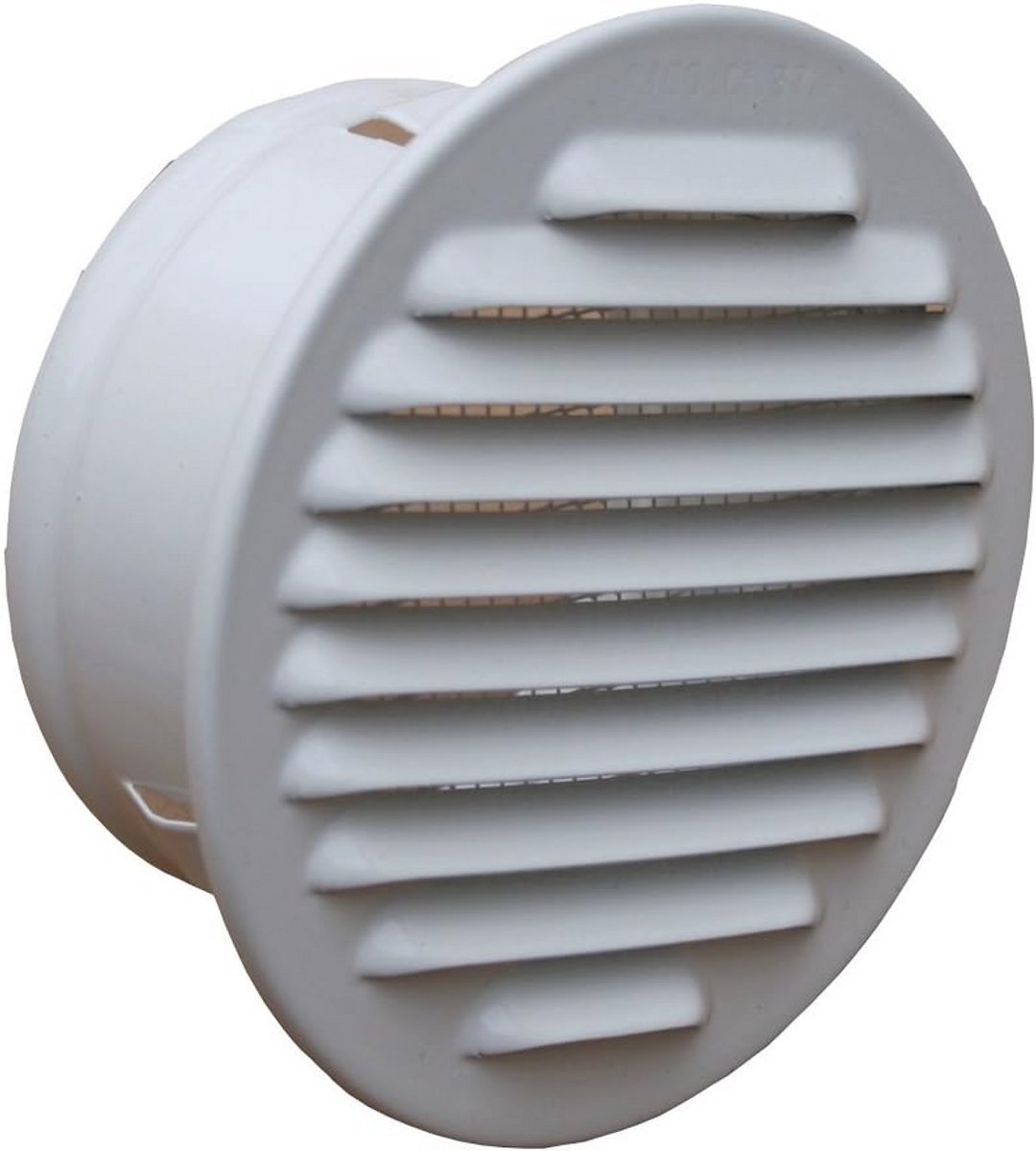 Wit aluminium ventilatierooster met steunen voor buis DN 195-200 mm