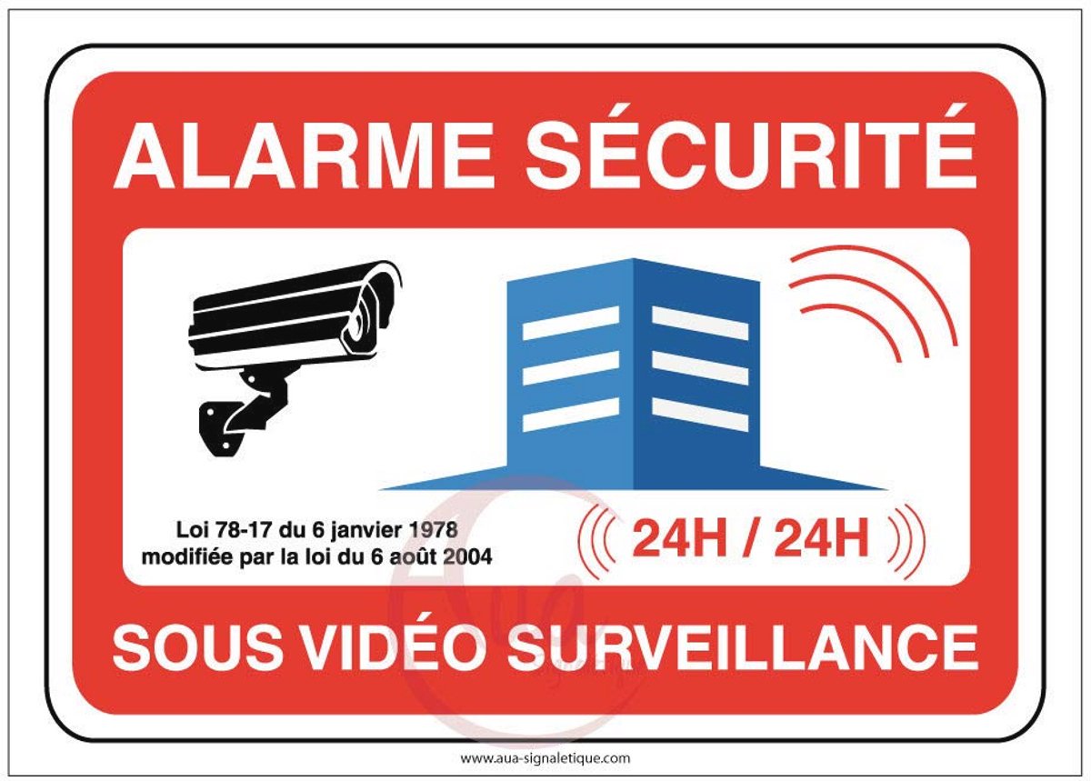 Alarmbord voor Veiligheid - Videobewaking 420 x 300 mm PVC