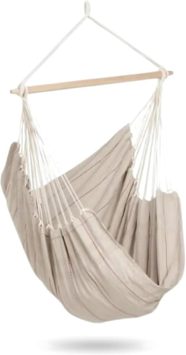 XL Hangstoel Handgemaakt in Brazilië- Lichtbeige- Tot 150 kg