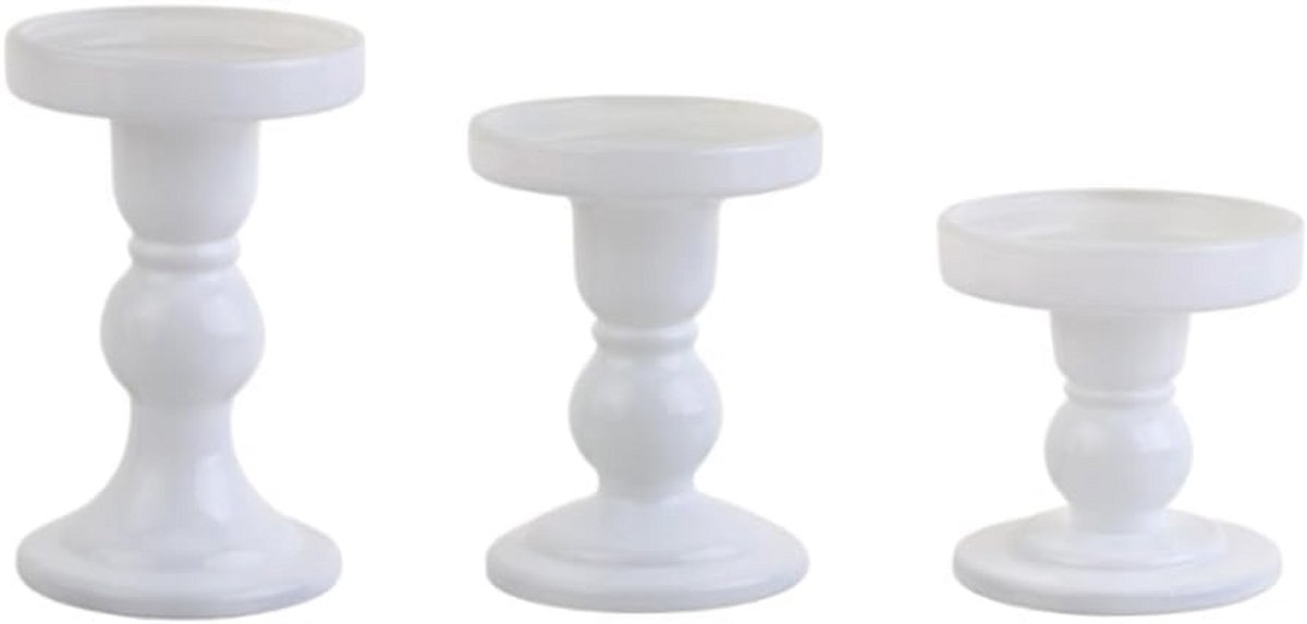 3-delige set glazen kandelaar met kristallen houder en conische kaars - Elegante kerstdecoratie voor woonkamer en bruiloft
