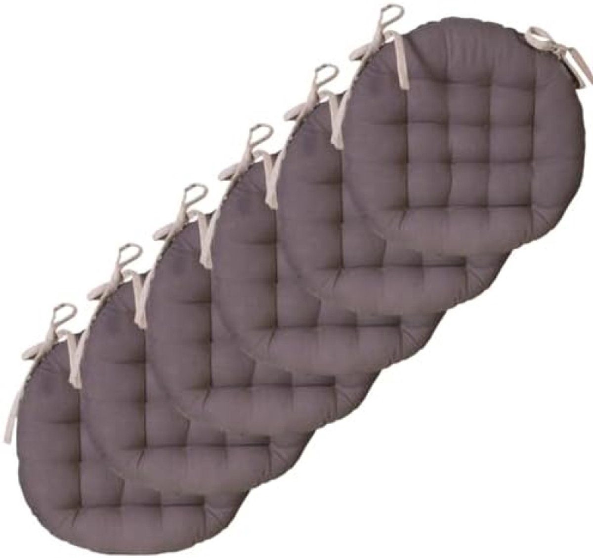Set van 6 ronde zitkussens met dubbele kleur en comfortabele vulling