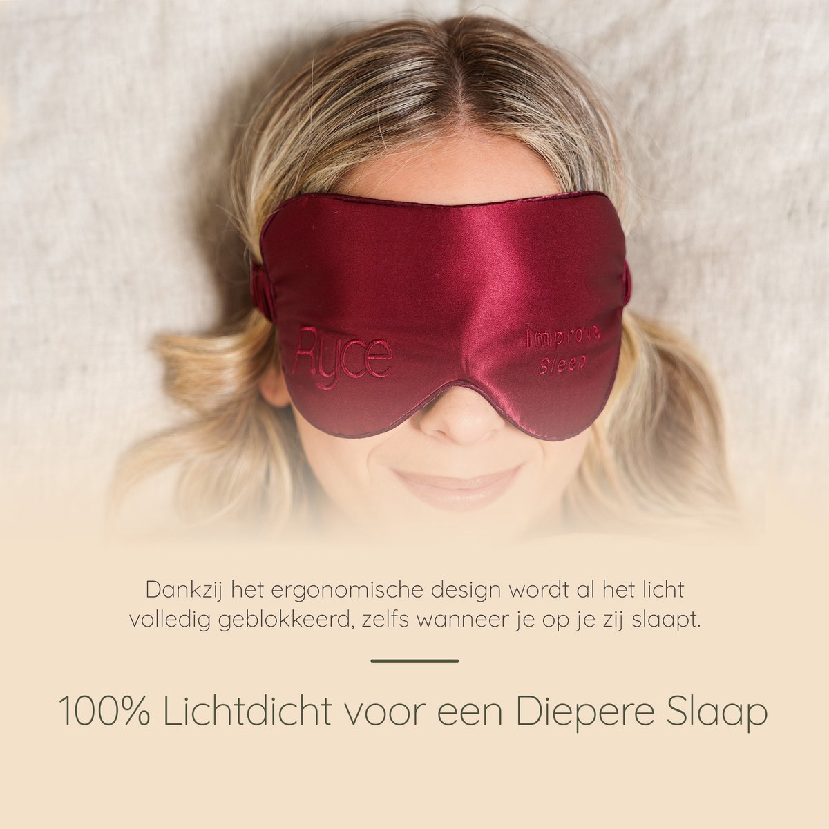 Ryce® Zijden Slaapmasker - Oogmasker - Vrouwen & Mannen - Cadeau - Rood — afbeelding 5
