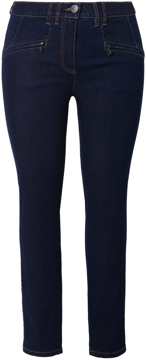 Ulla Popken - Dames - Jeans Sarah smalle pijpen ritszakken stretch - Gespoelde wassing - Maat 60